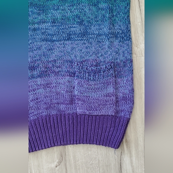 Jantzen Silk Knit Gradient Turtleneck Sweater in Teal Purple Ombre Size Small - Picture 4 of 8